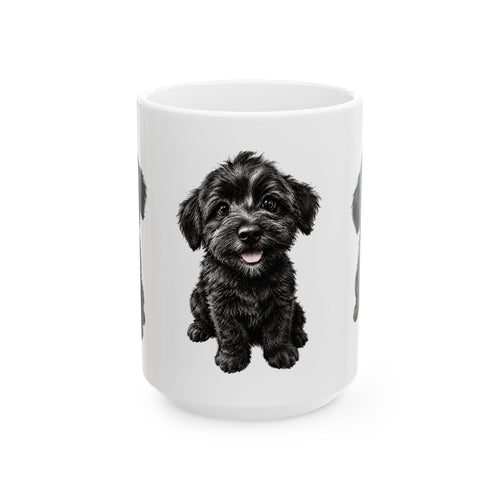 Adorable Black Schnoodle Puppy Ceramic Mug