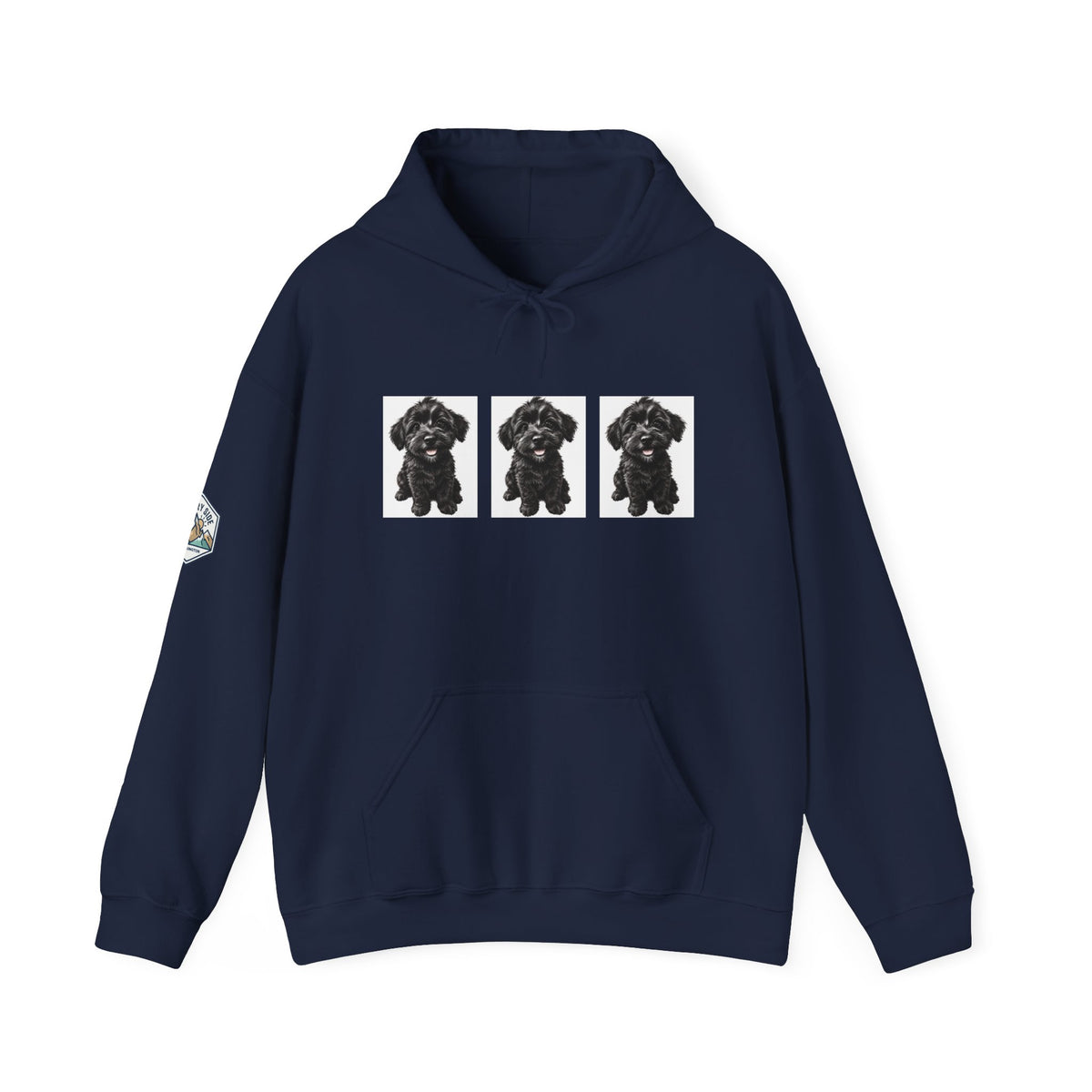 Three Black Schnoodle Puppy Graphic Hoodie