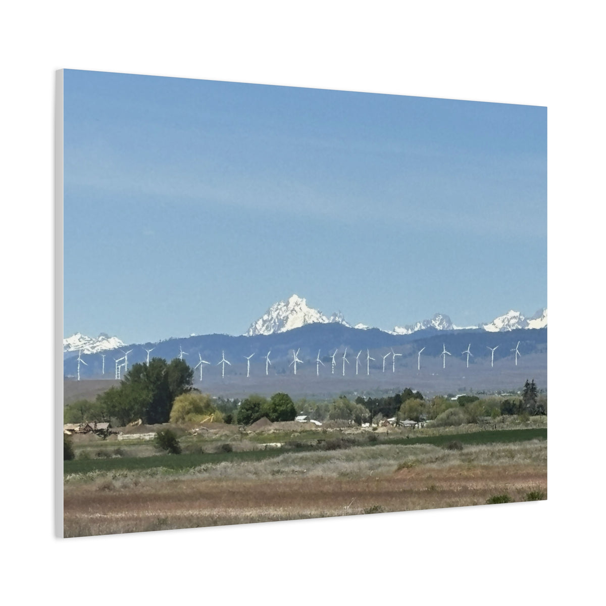 Mt Stuart Range with Windmill Landscape from Ellensburg Canvas Wall Art