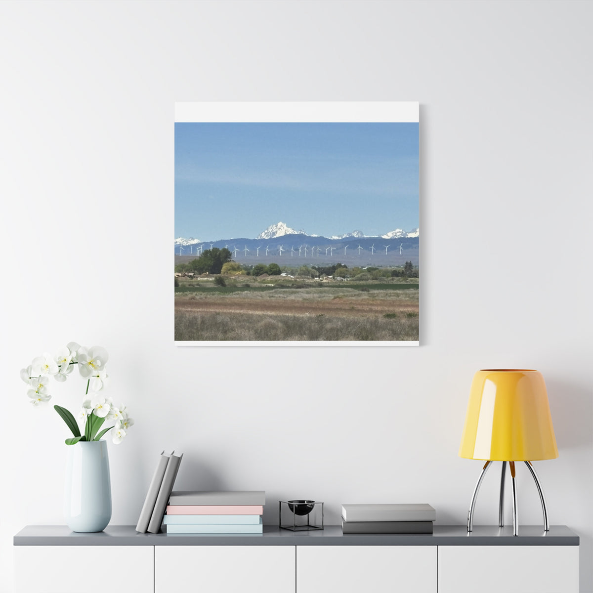 Mt Stuart Range with Windmill Landscape from Ellensburg Canvas Wall Art