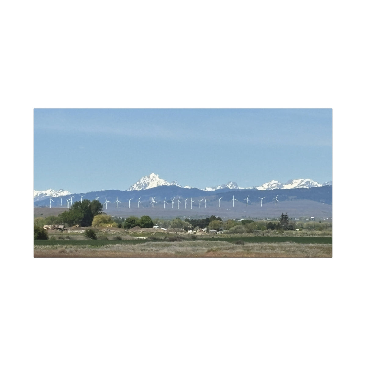 Décoration murale sur toile représentant la chaîne du mont Stuart et des éoliennes, vue depuis Ellensburg