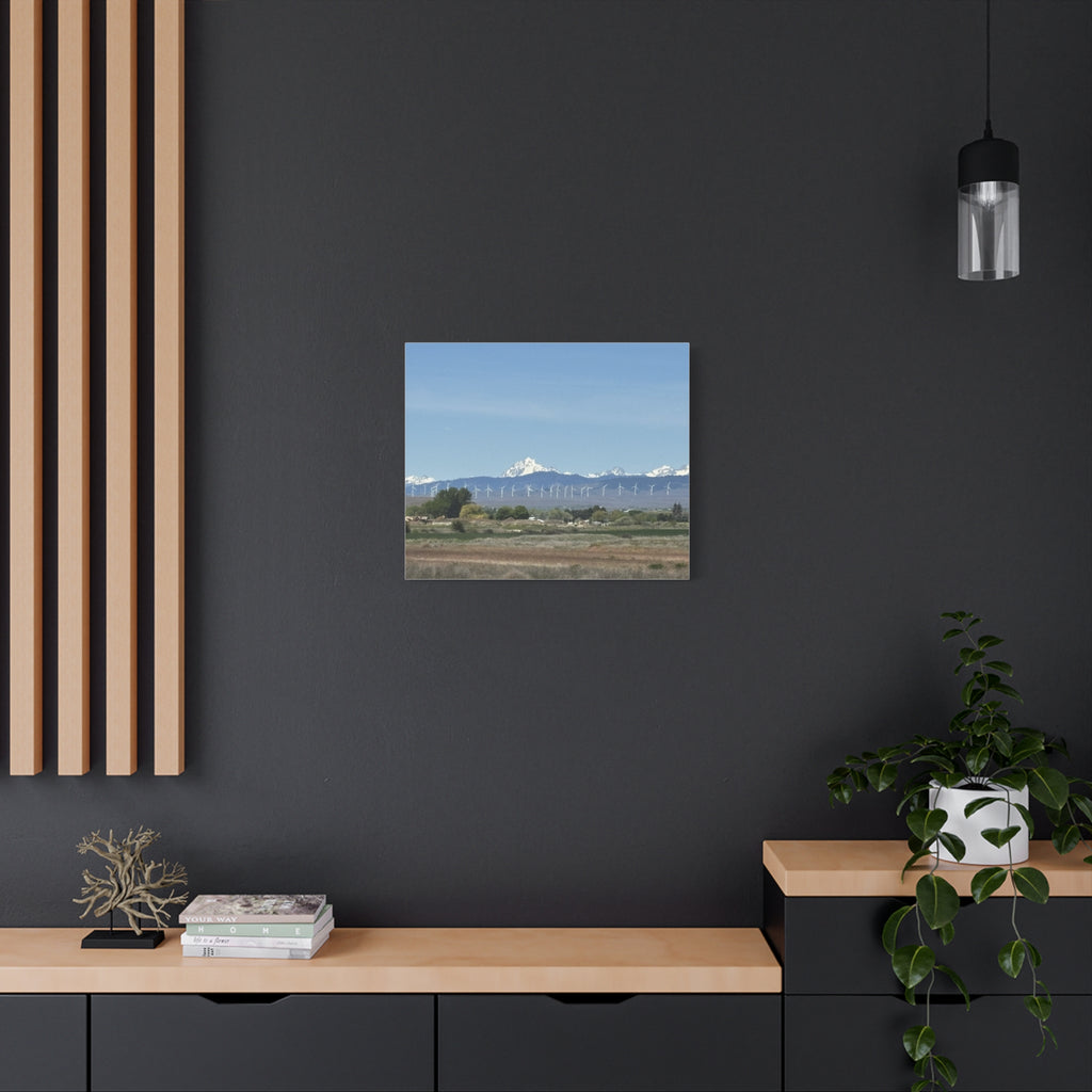 Mt Stuart Range with Windmill Landscape from Ellensburg Canvas Wall Art