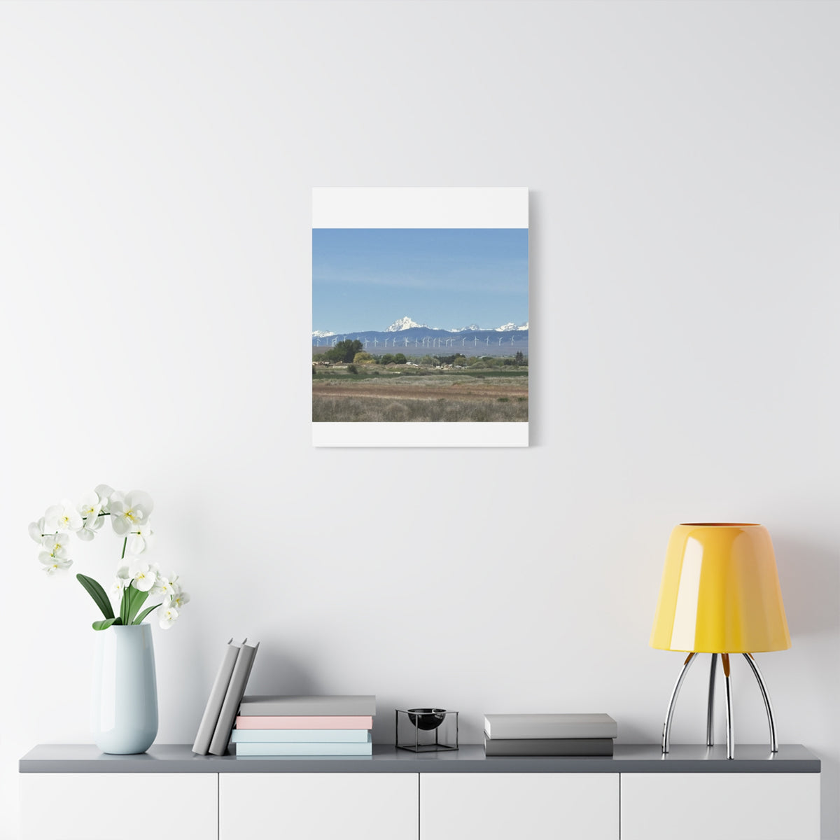 Mt Stuart Range with Windmill Landscape from Ellensburg Canvas Wall Art