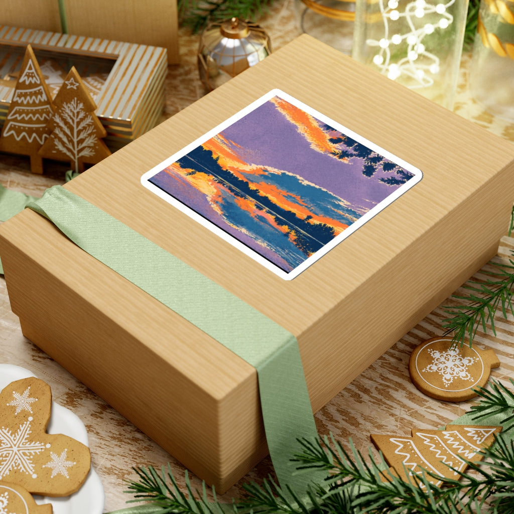 Ellensburg Ringer Loop Sunset Retro Kiss-Cut Sticker