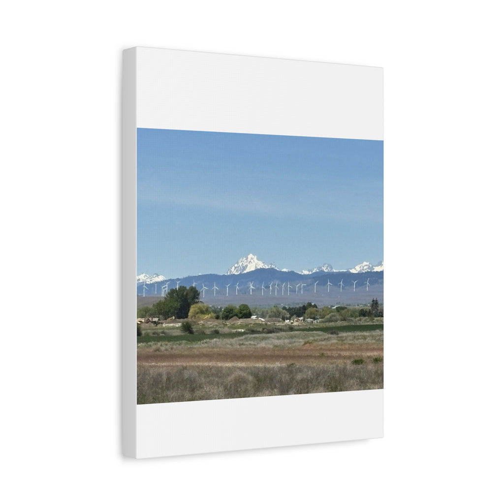 Mt Stuart Range with Windmill Landscape from Ellensburg Canvas Wall Art