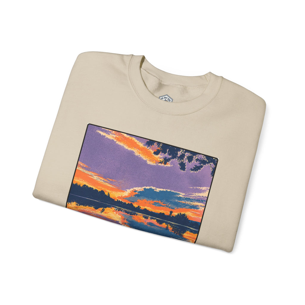 Retro Sunset Ellensburg Ringer Loop Crewneck Sweatshirt