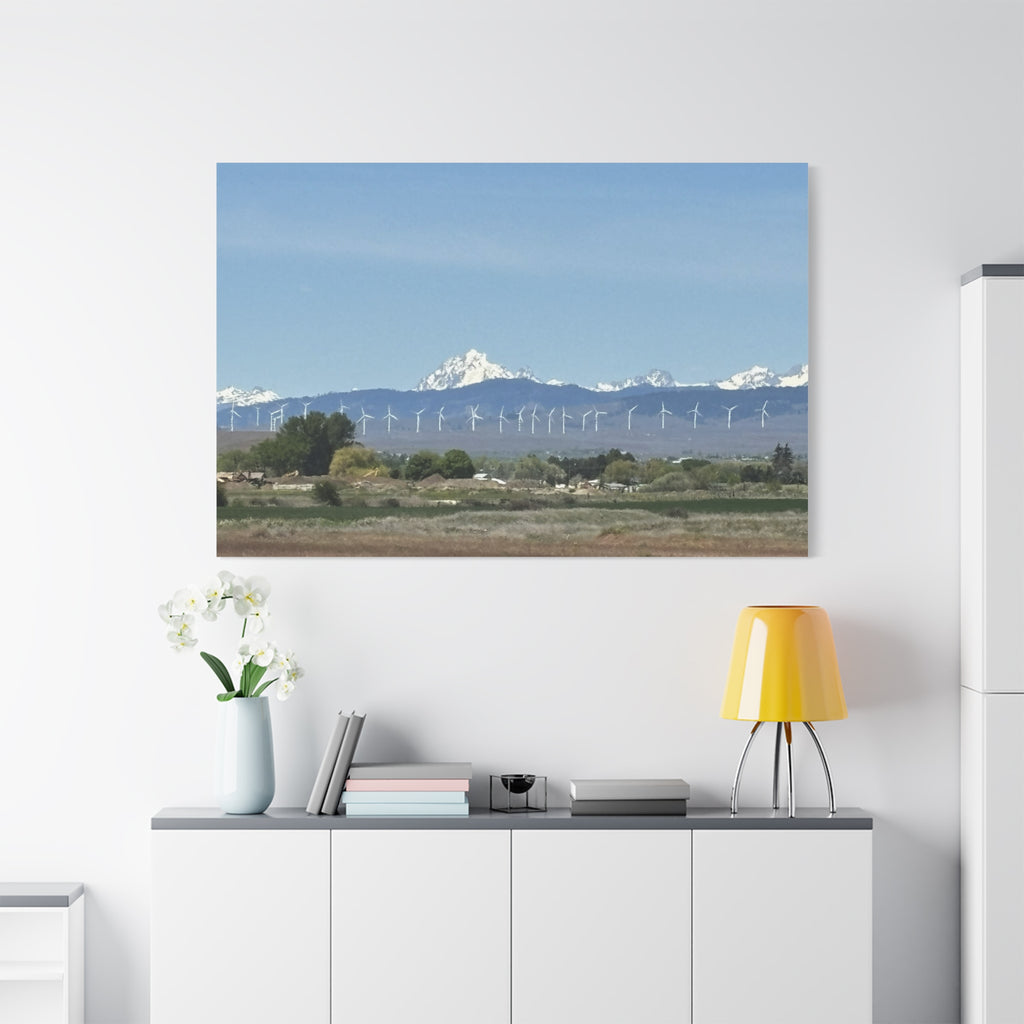 Mt Stuart Range with Windmill Landscape from Ellensburg Canvas Wall Art