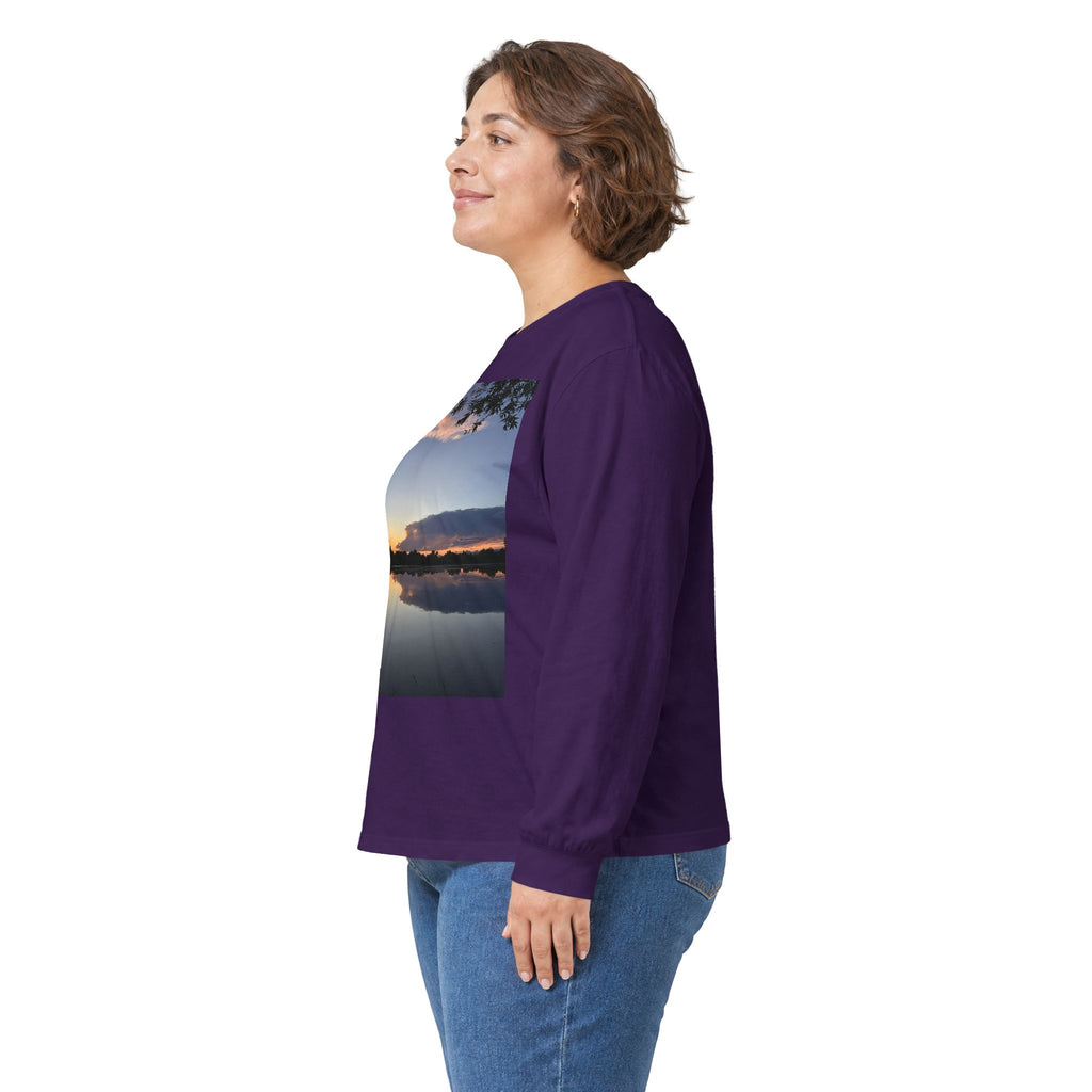 Ellensburg Sunset Fishing Pond Reflection Long Sleeve Tee
