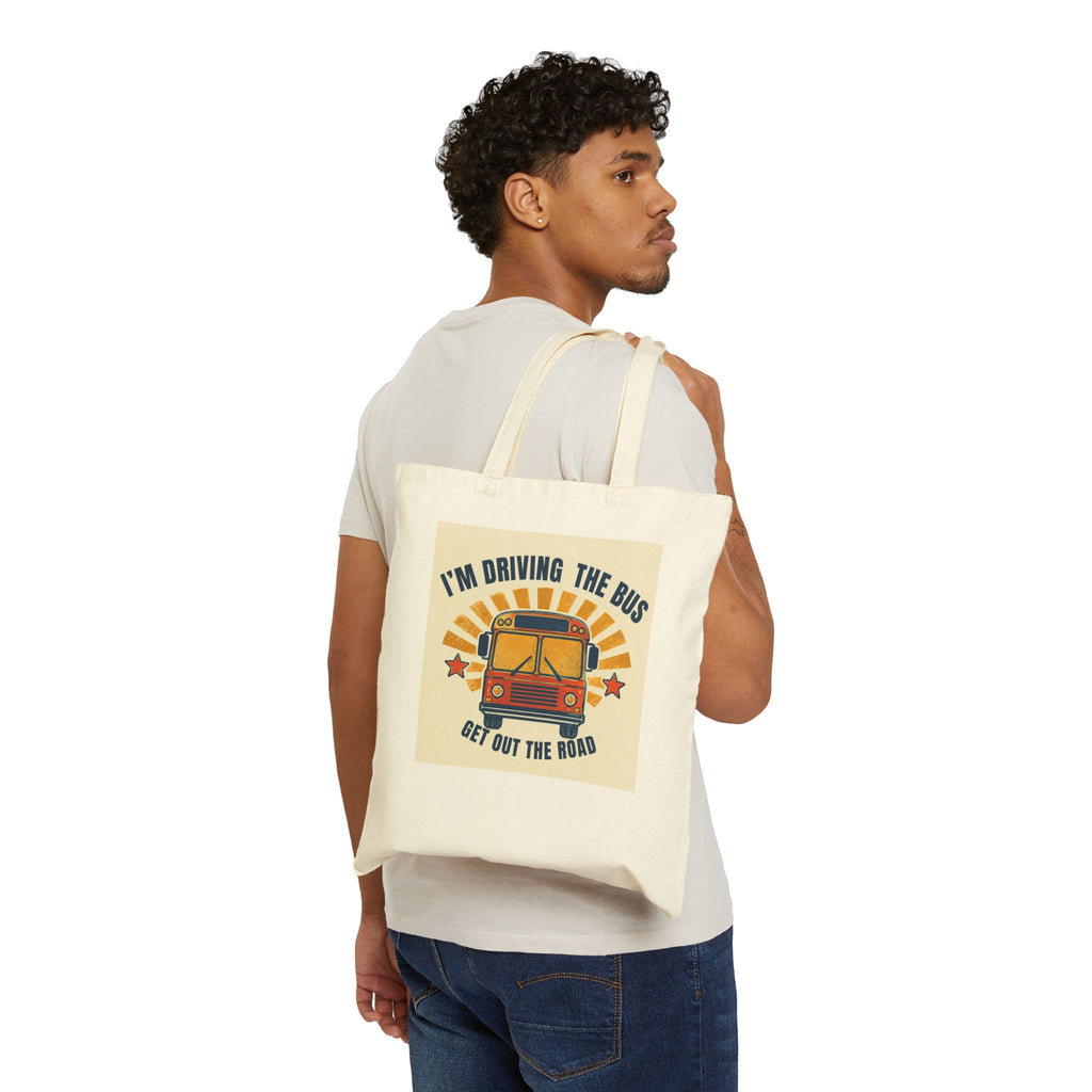 Retro Driving the Bus Canvas Tote Bag
