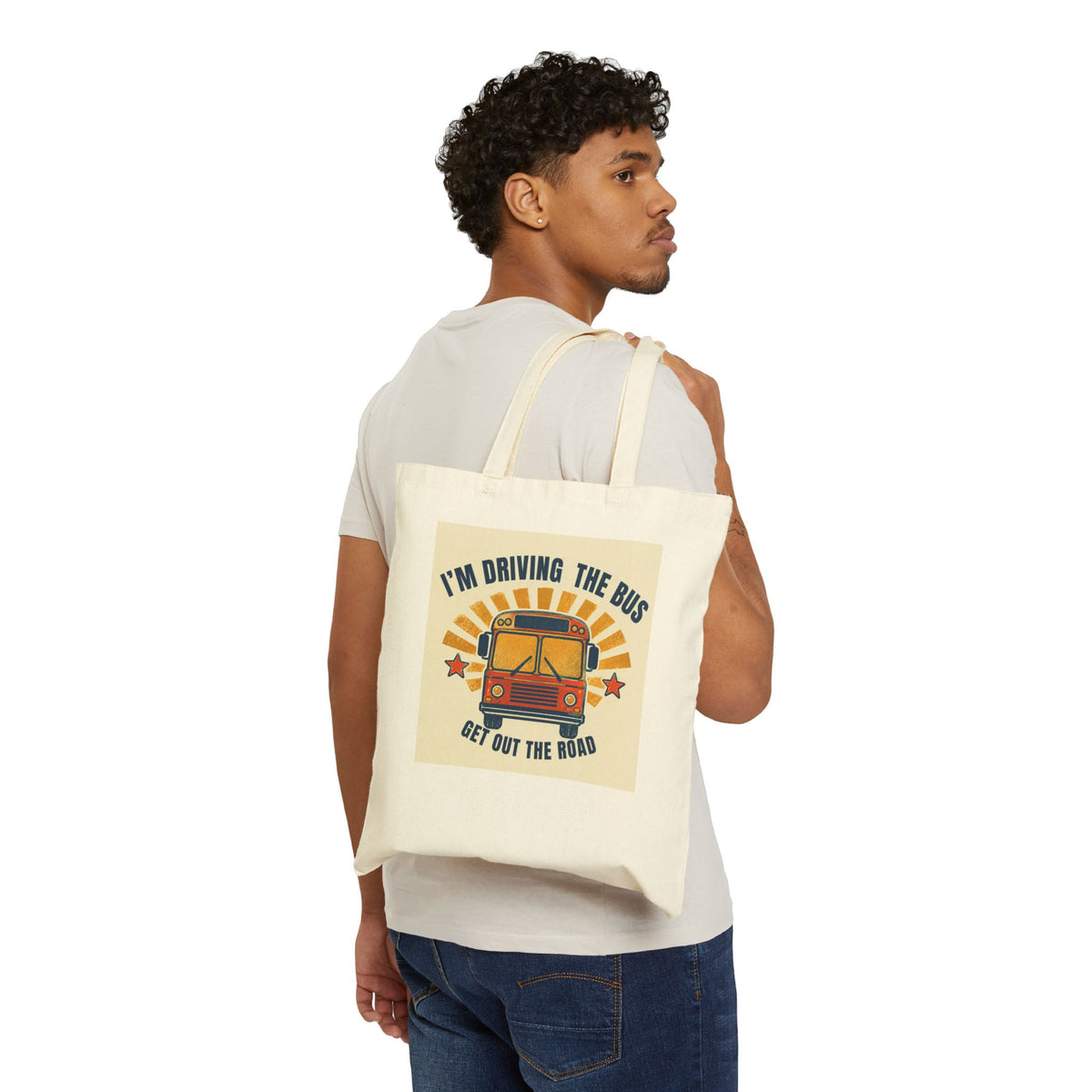 Retro Driving the Bus Canvas Tote Bag
