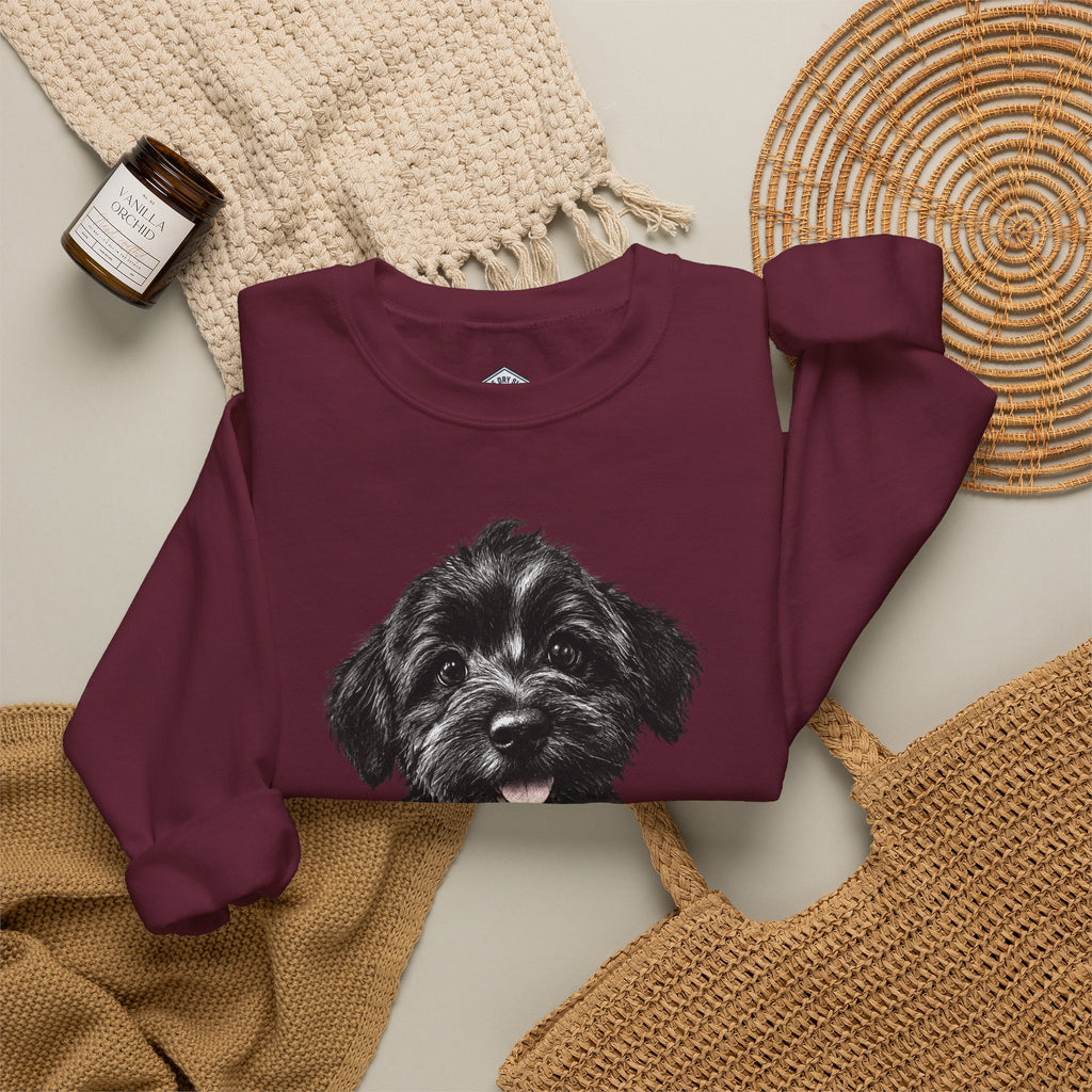 Cute Black Schnoodle Puppy Crewneck Sweatshirt