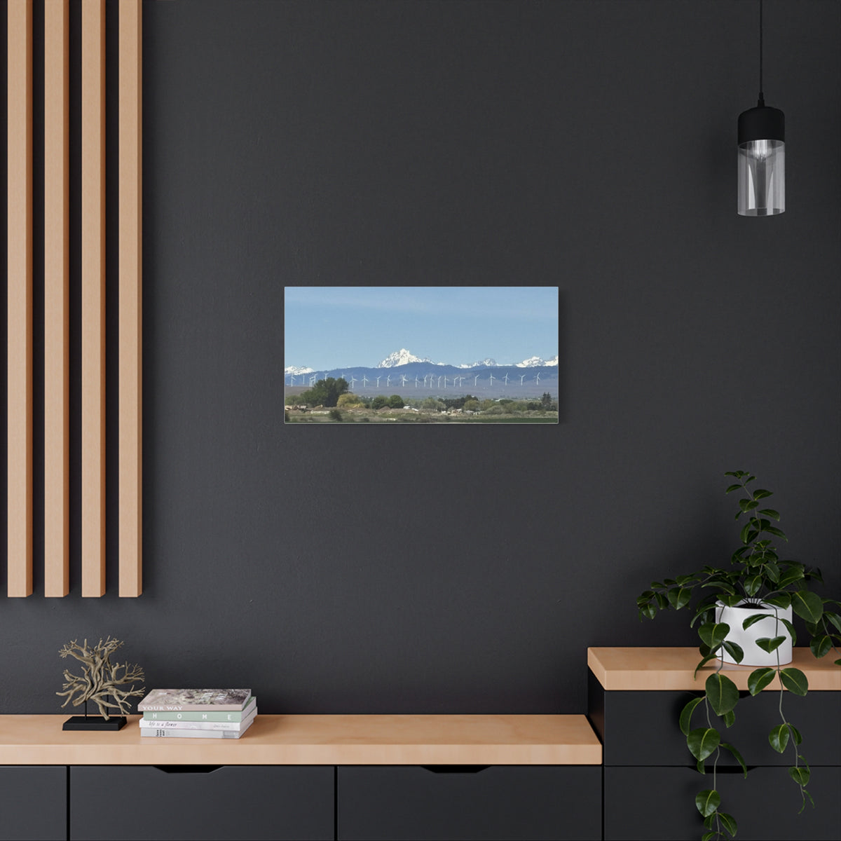 Mt Stuart Range with Windmill Landscape from Ellensburg Canvas Wall Art