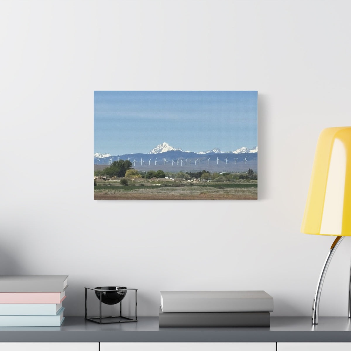 Mt Stuart Range with Windmill Landscape from Ellensburg Canvas Wall Art