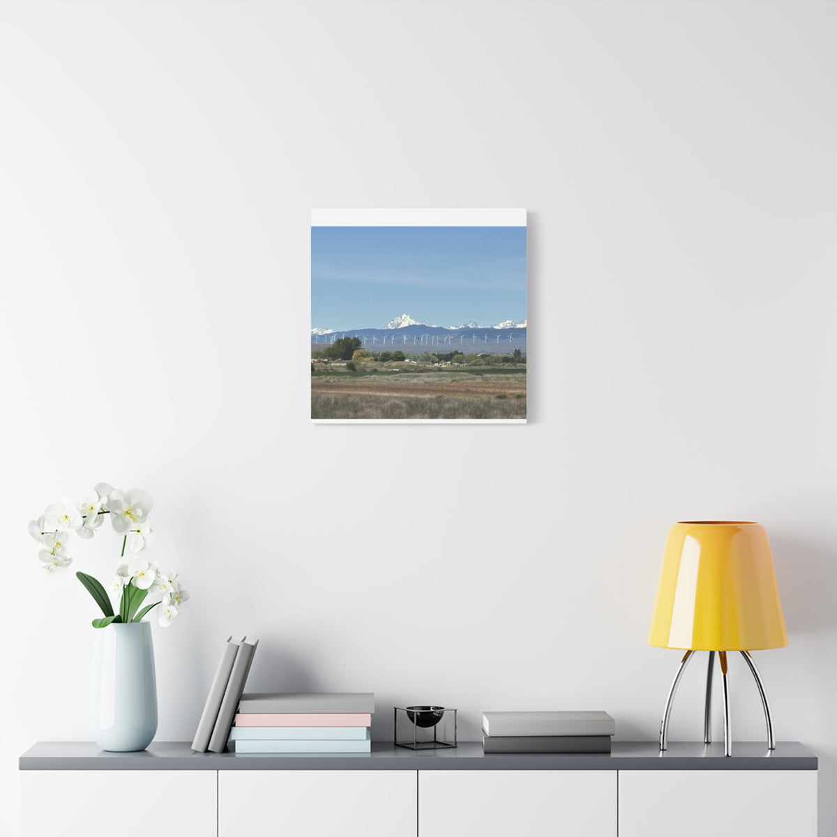 Mt Stuart Range with Windmill Landscape from Ellensburg Canvas Wall Art