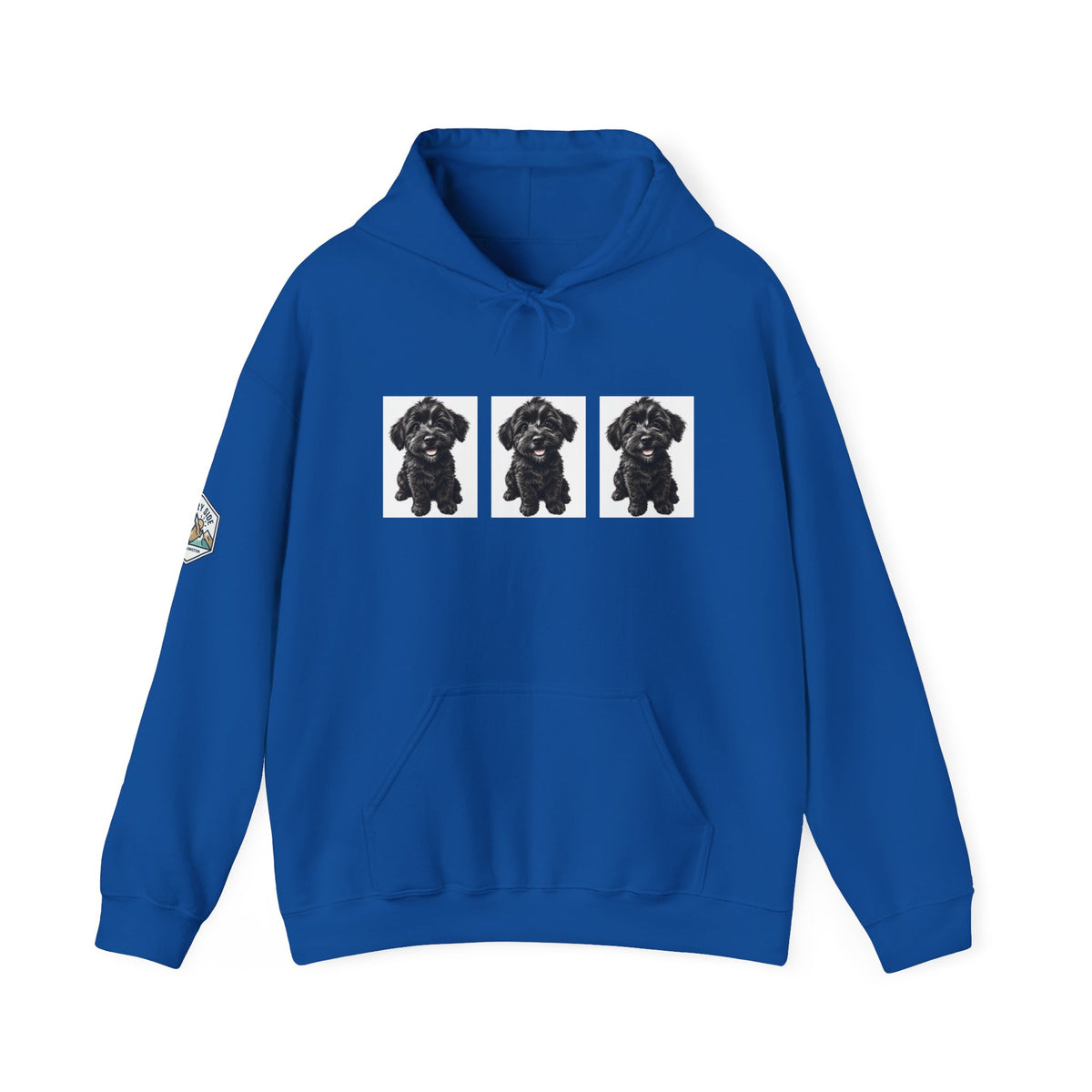 Three Black Schnoodle Puppy Graphic Hoodie