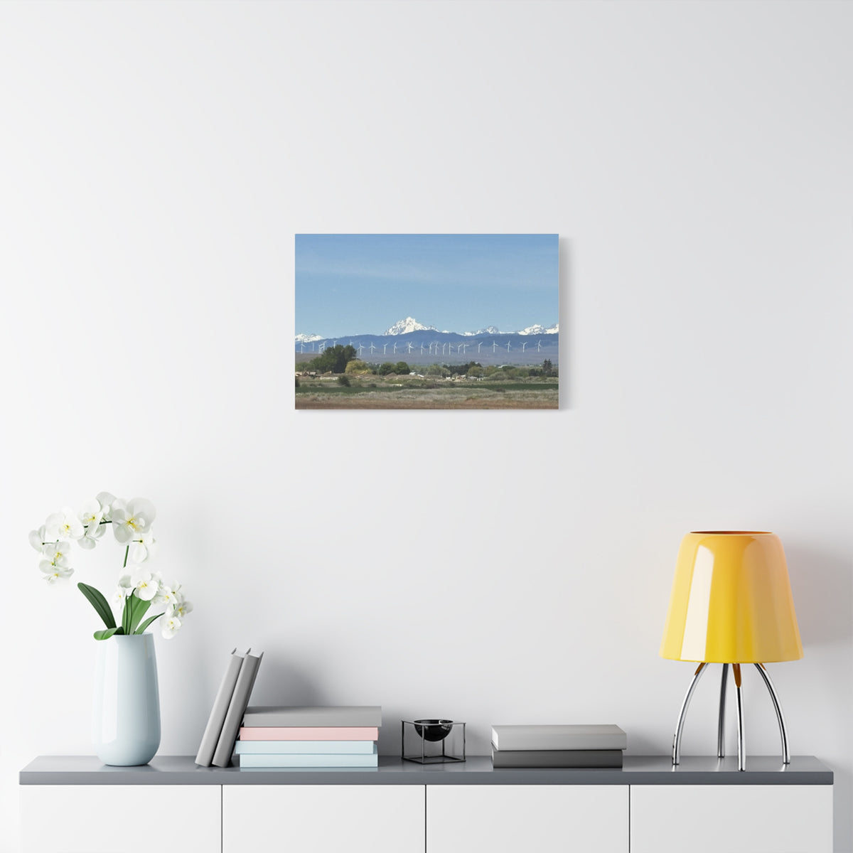 Mt Stuart Range with Windmill Landscape from Ellensburg Canvas Wall Art