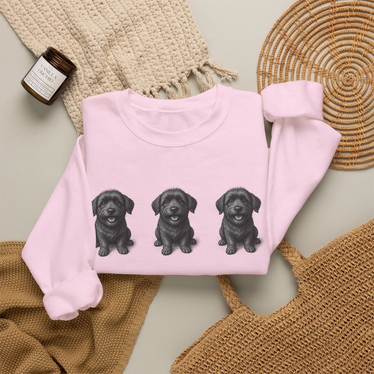 Sweat-shirt à col rond Three Black Schnoodle
