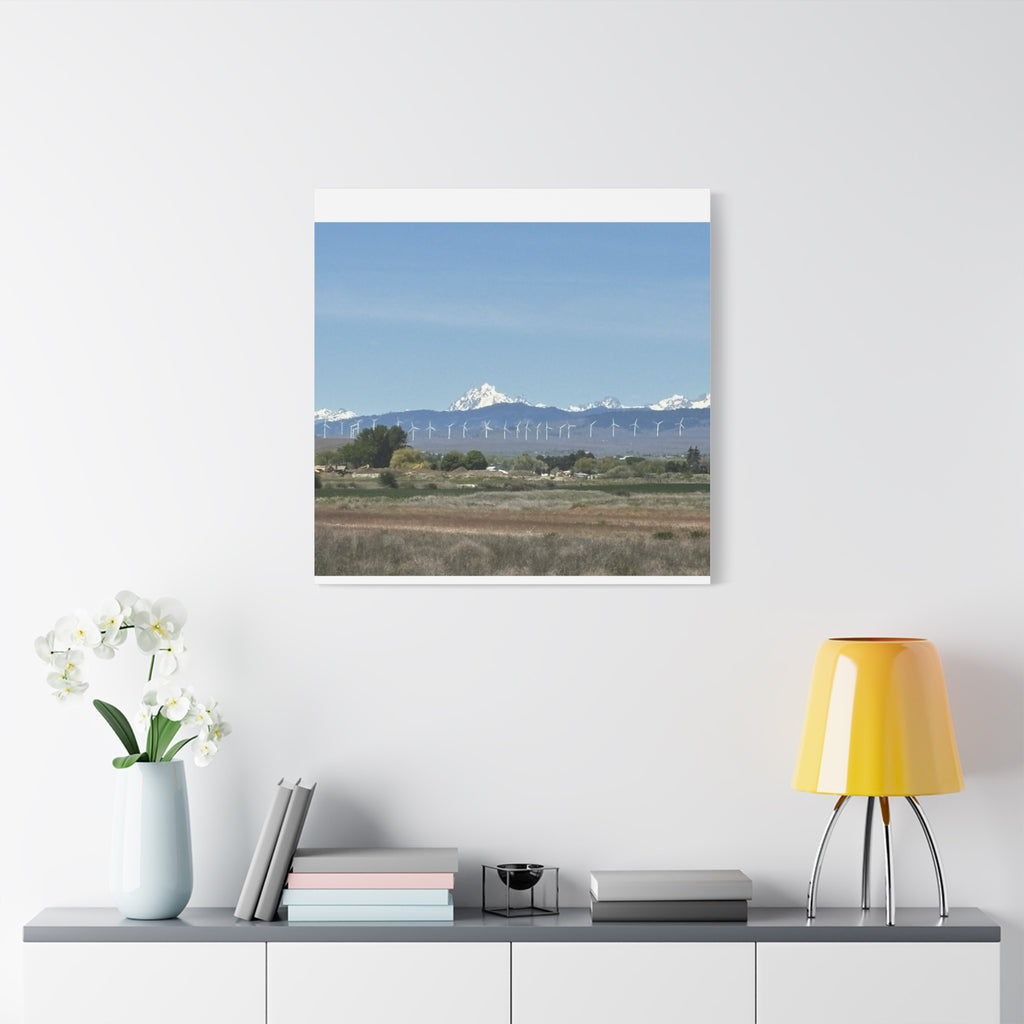 Mt Stuart Range with Windmill Landscape from Ellensburg Canvas Wall Art