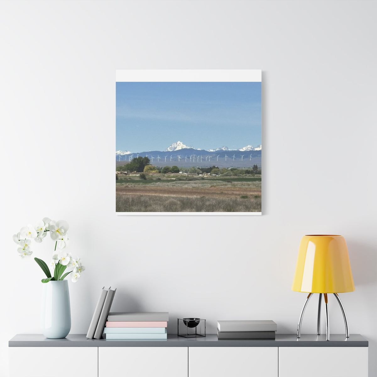Mt Stuart Range with Windmill Landscape from Ellensburg Canvas Wall Art