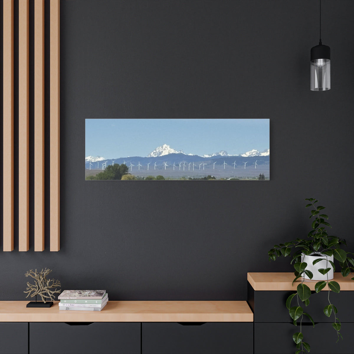 Mt Stuart Range with Windmill Landscape from Ellensburg Canvas Wall Art