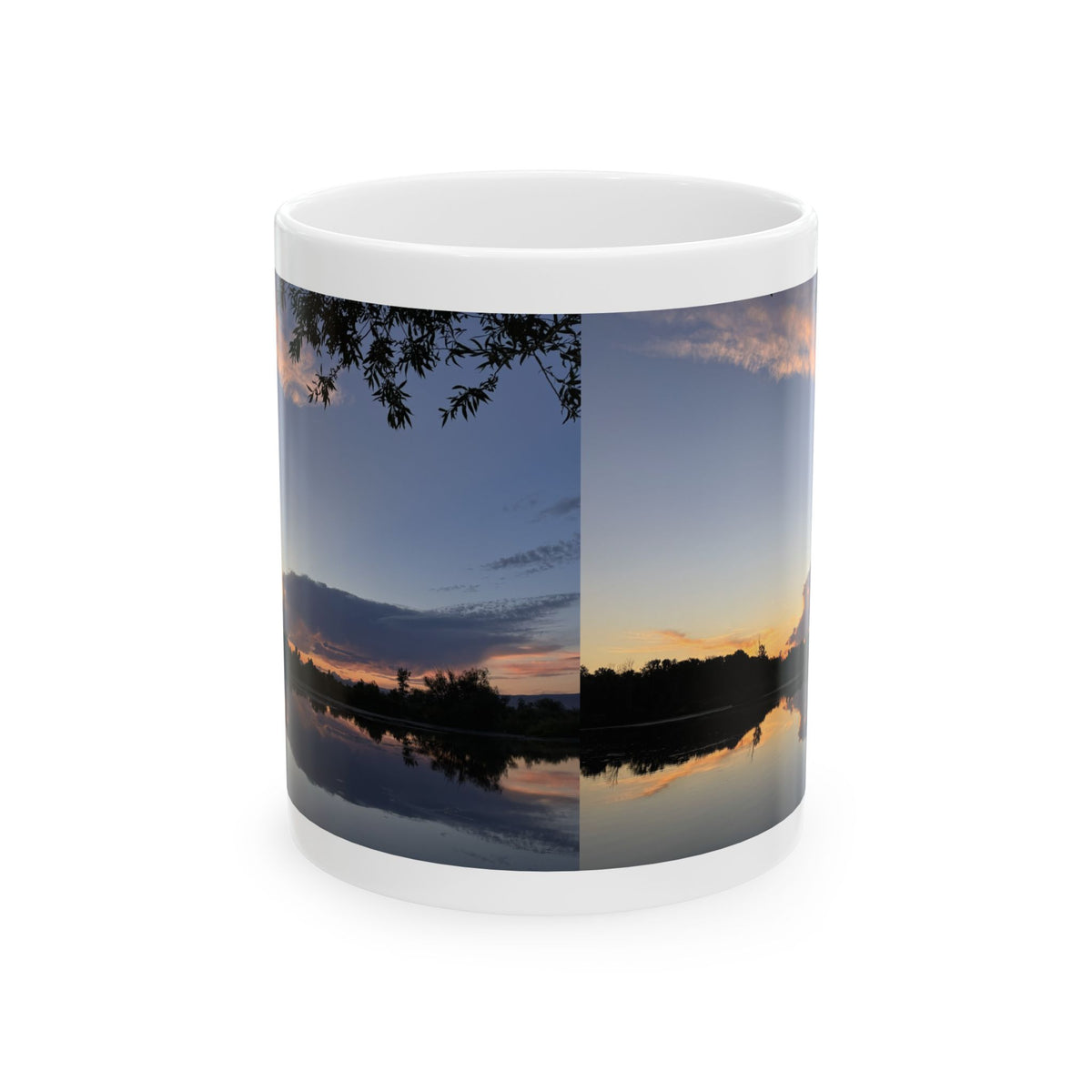 Mug en céramique Ellensburg avec anse en boucle, motif reflet d’étang de pêche