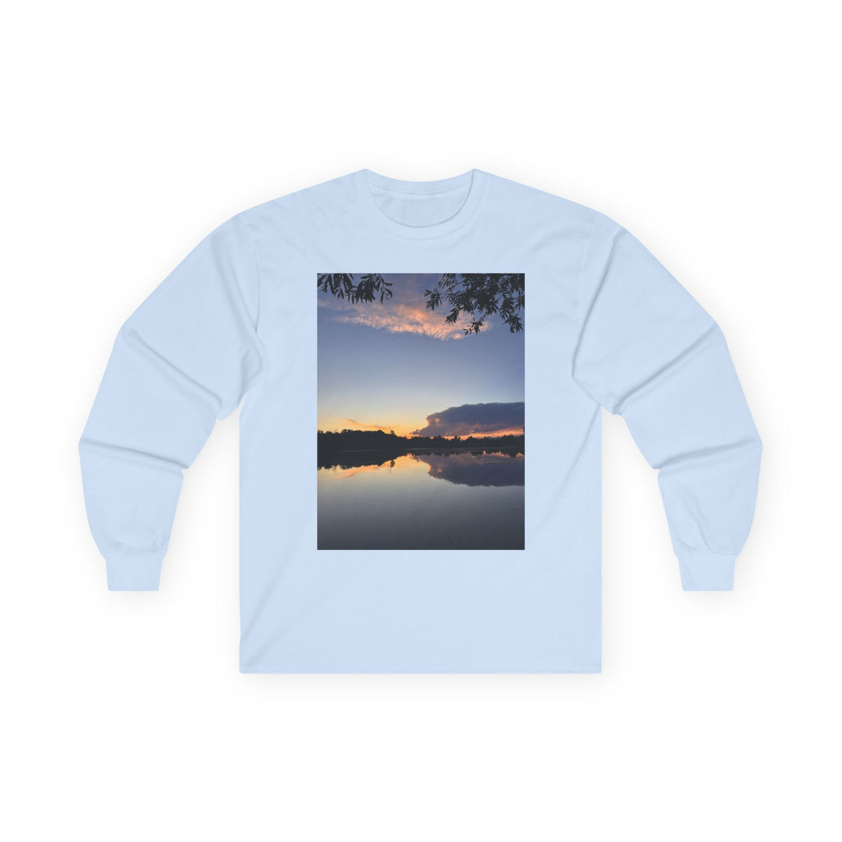 Ellensburg Sunset Fishing Pond Reflection Long Sleeve Tee