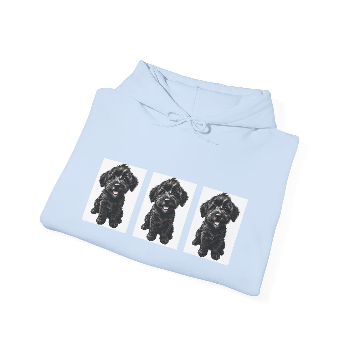 Three Black Schnoodle Puppy Graphic Hoodie