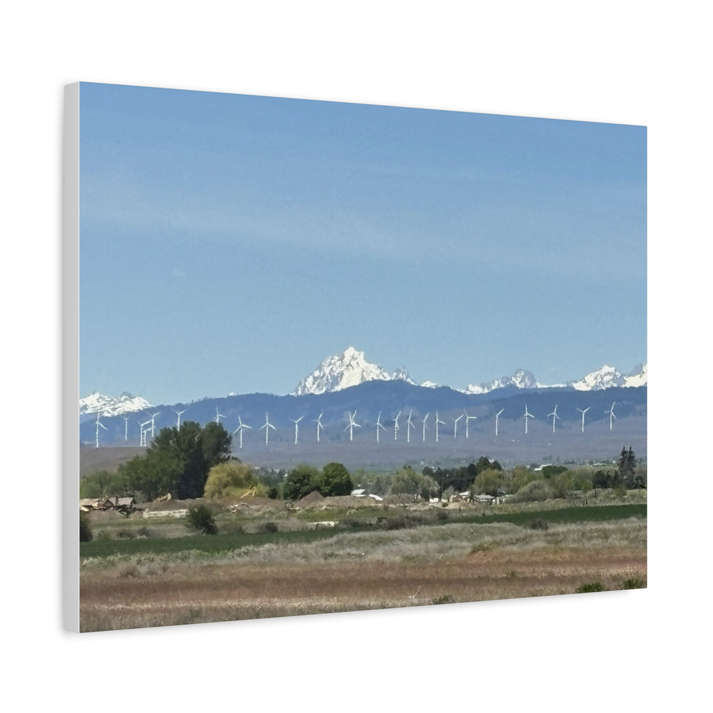 Mt Stuart Range with Windmill Landscape from Ellensburg Canvas Wall Art