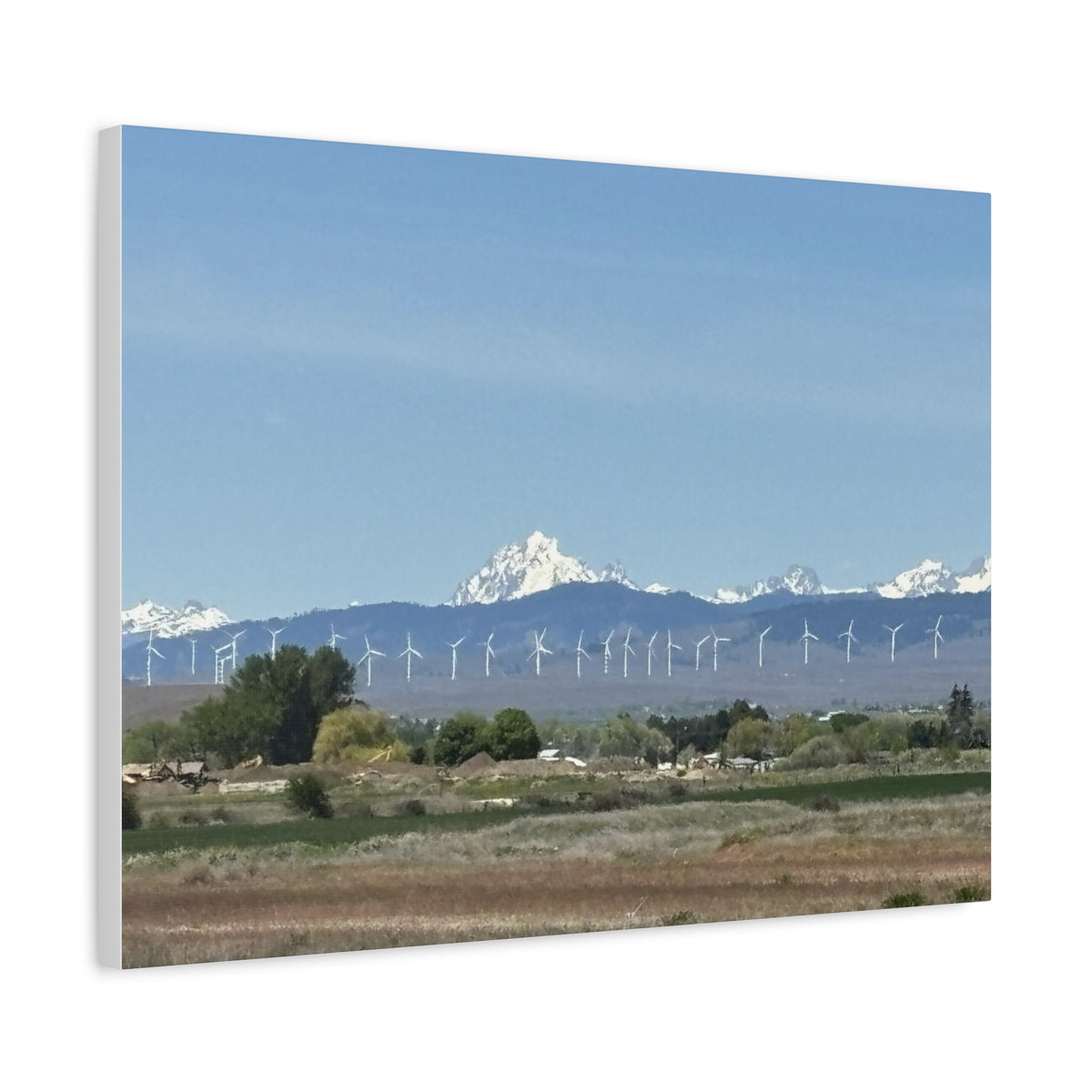 Mt Stuart Range with Windmill Landscape from Ellensburg Canvas Wall Art