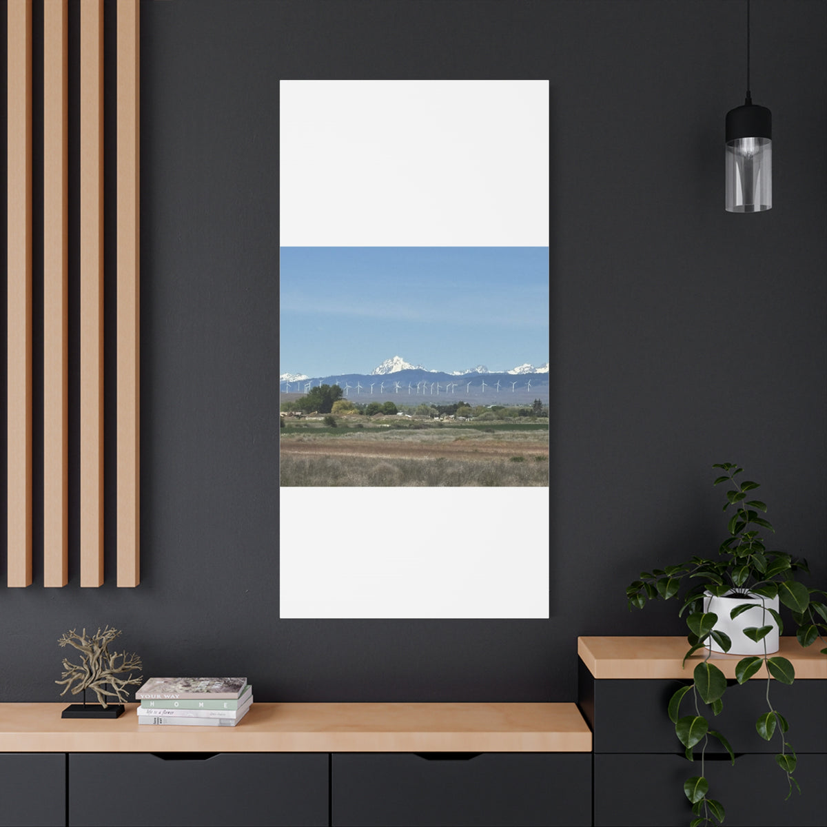 Mt Stuart Range with Windmill Landscape from Ellensburg Canvas Wall Art