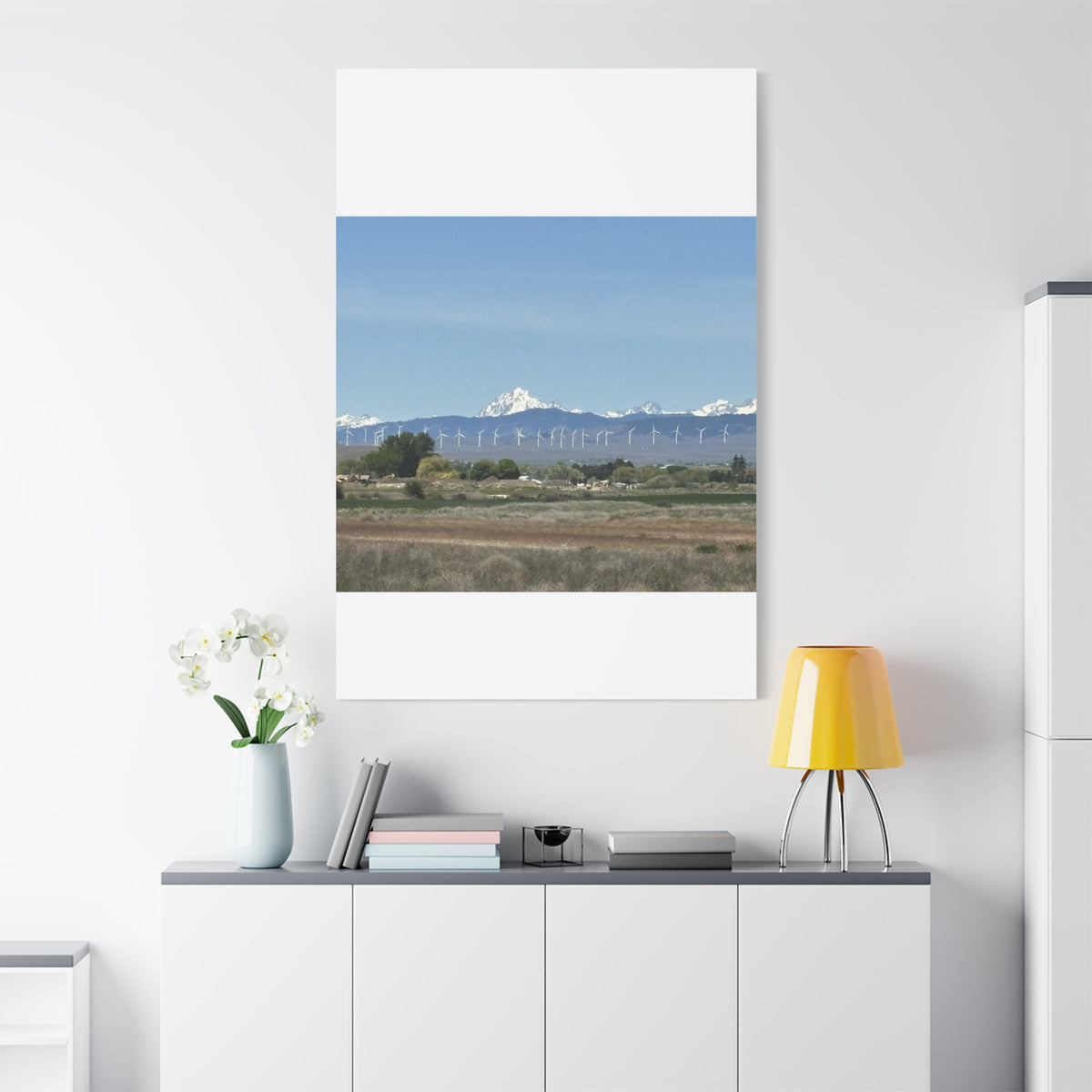 Mt Stuart Range with Windmill Landscape from Ellensburg Canvas Wall Art