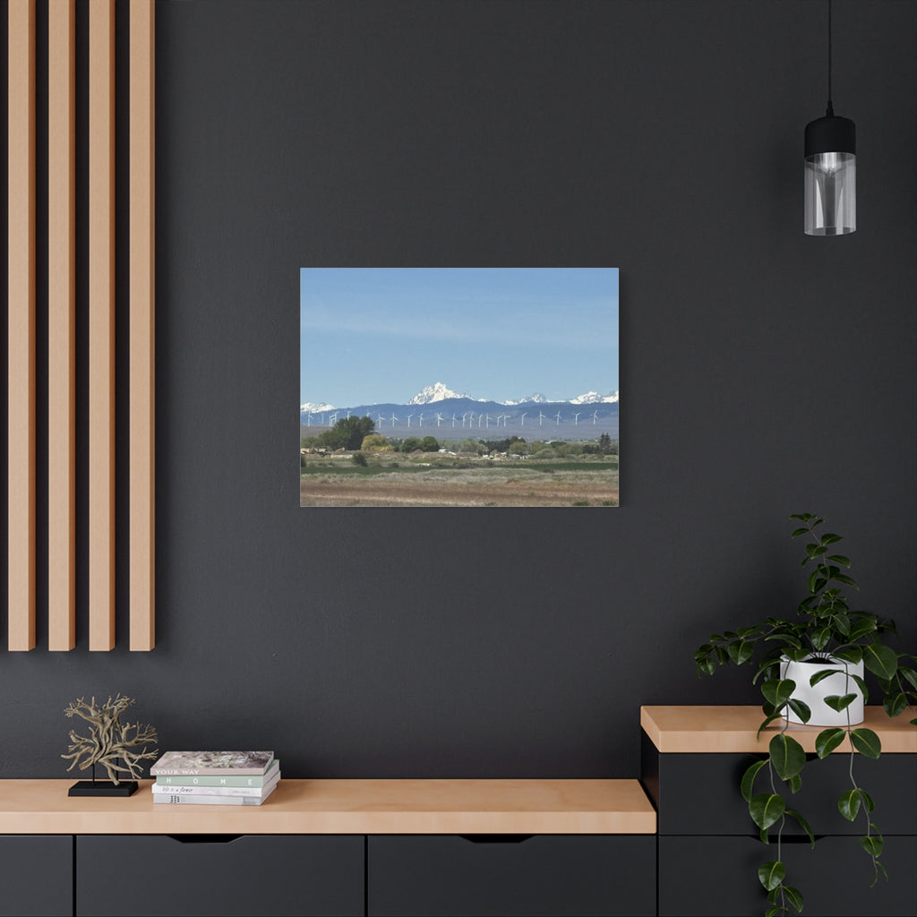 Mt Stuart Range with Windmill Landscape from Ellensburg Canvas Wall Art