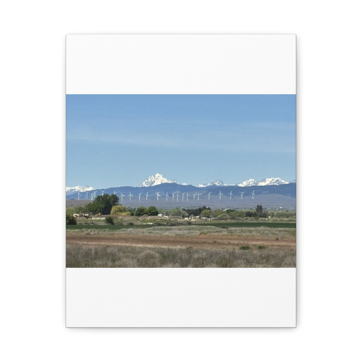 Décoration murale sur toile représentant la chaîne du mont Stuart et des éoliennes, vue depuis Ellensburg