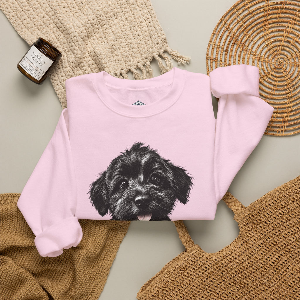 Cute Black Schnoodle Puppy Crewneck Sweatshirt