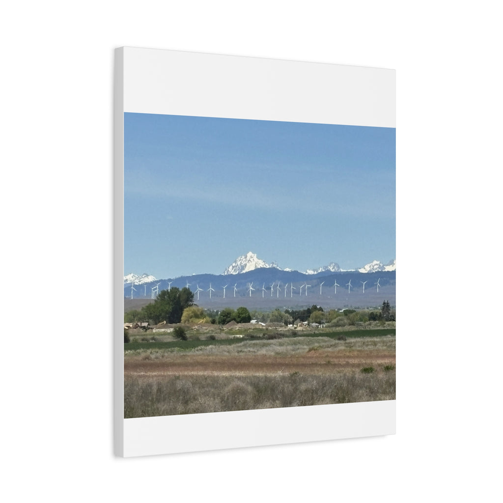 Mt Stuart Range with Windmill Landscape from Ellensburg Canvas Wall Art