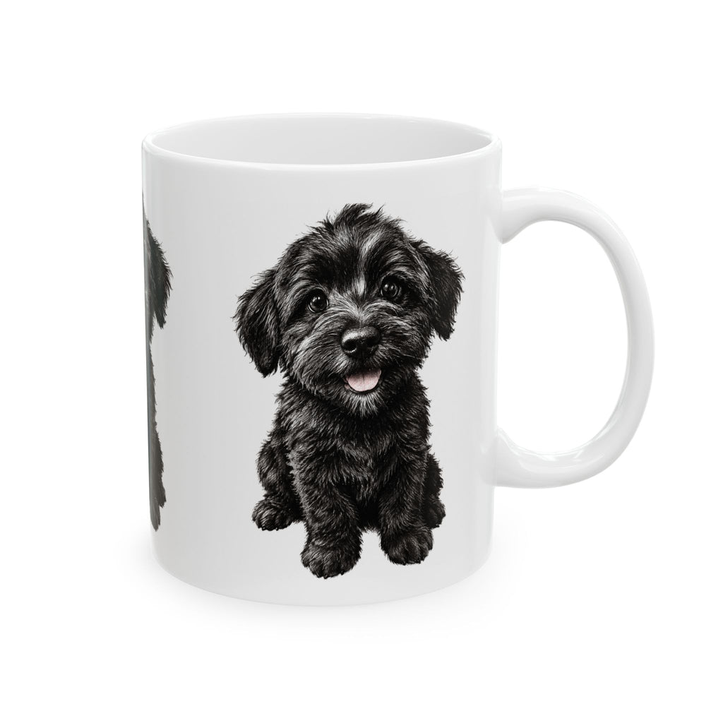 Adorable Black Schnoodle Puppy Ceramic Mug