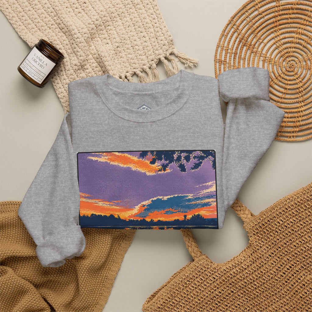 Retro Sunset Ellensburg Ringer Loop Crewneck Sweatshirt