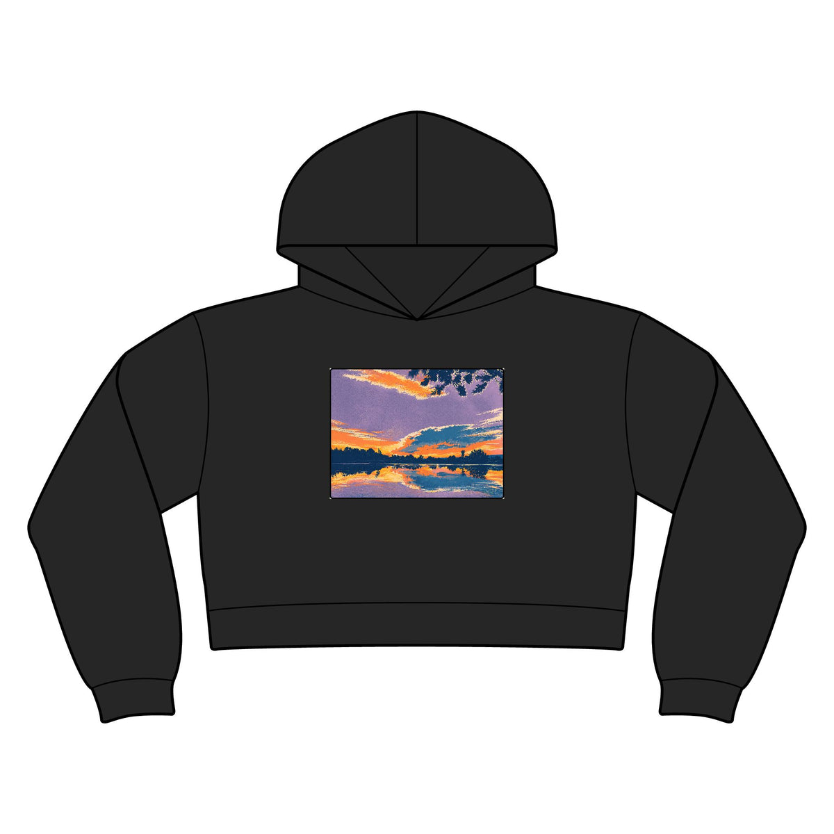 Retro Ellensburg Ringer Loop Sunset Women's Crop Hoodie