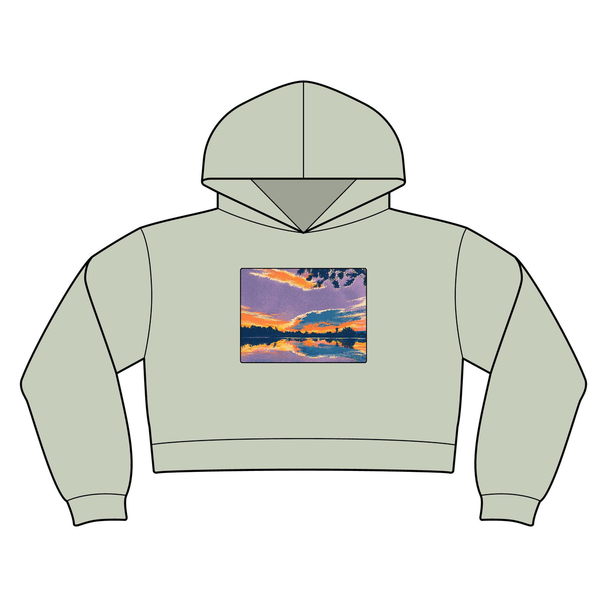 Retro Ellensburg Ringer Loop Sunset Women's Crop Hoodie