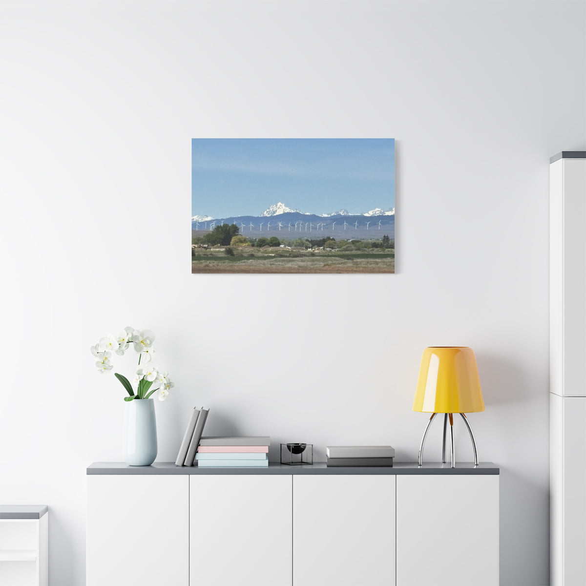 Mt Stuart Range with Windmill Landscape from Ellensburg Canvas Wall Art