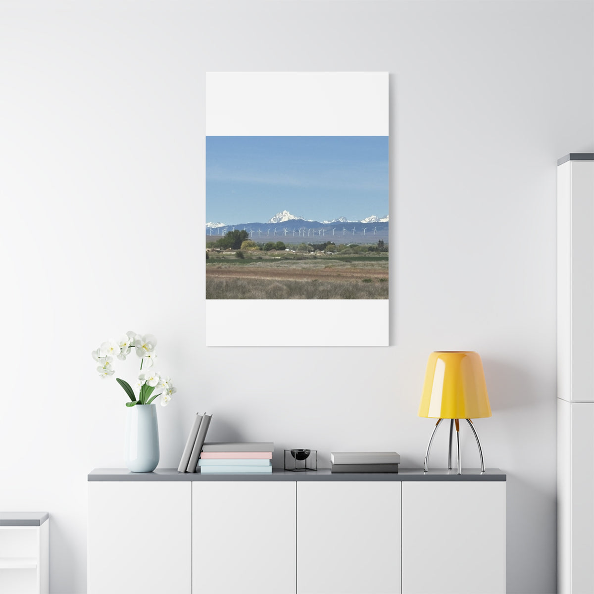 Mt Stuart Range with Windmill Landscape from Ellensburg Canvas Wall Art