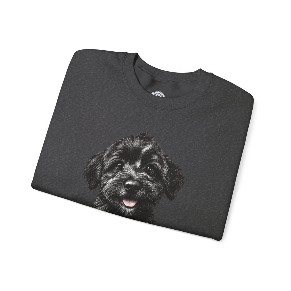 Cute Black Schnoodle Puppy Crewneck Sweatshirt