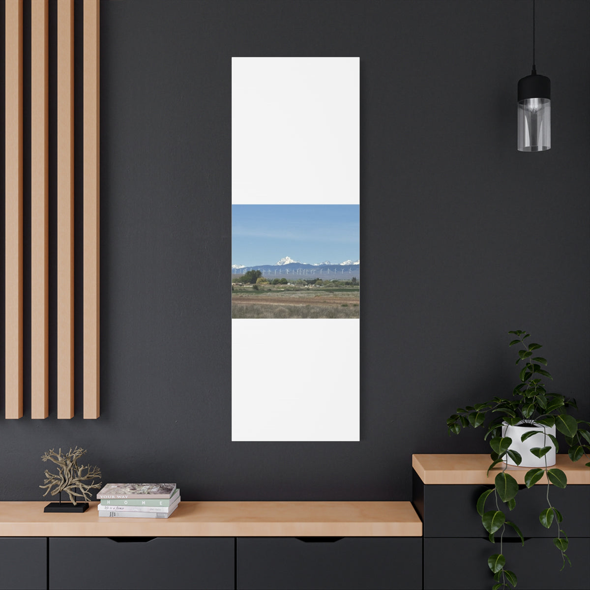 Mt Stuart Range with Windmill Landscape from Ellensburg Canvas Wall Art