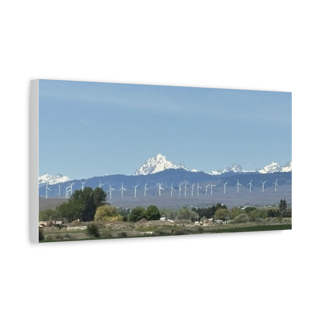 Mt Stuart Range with Windmill Landscape from Ellensburg Canvas Wall Art