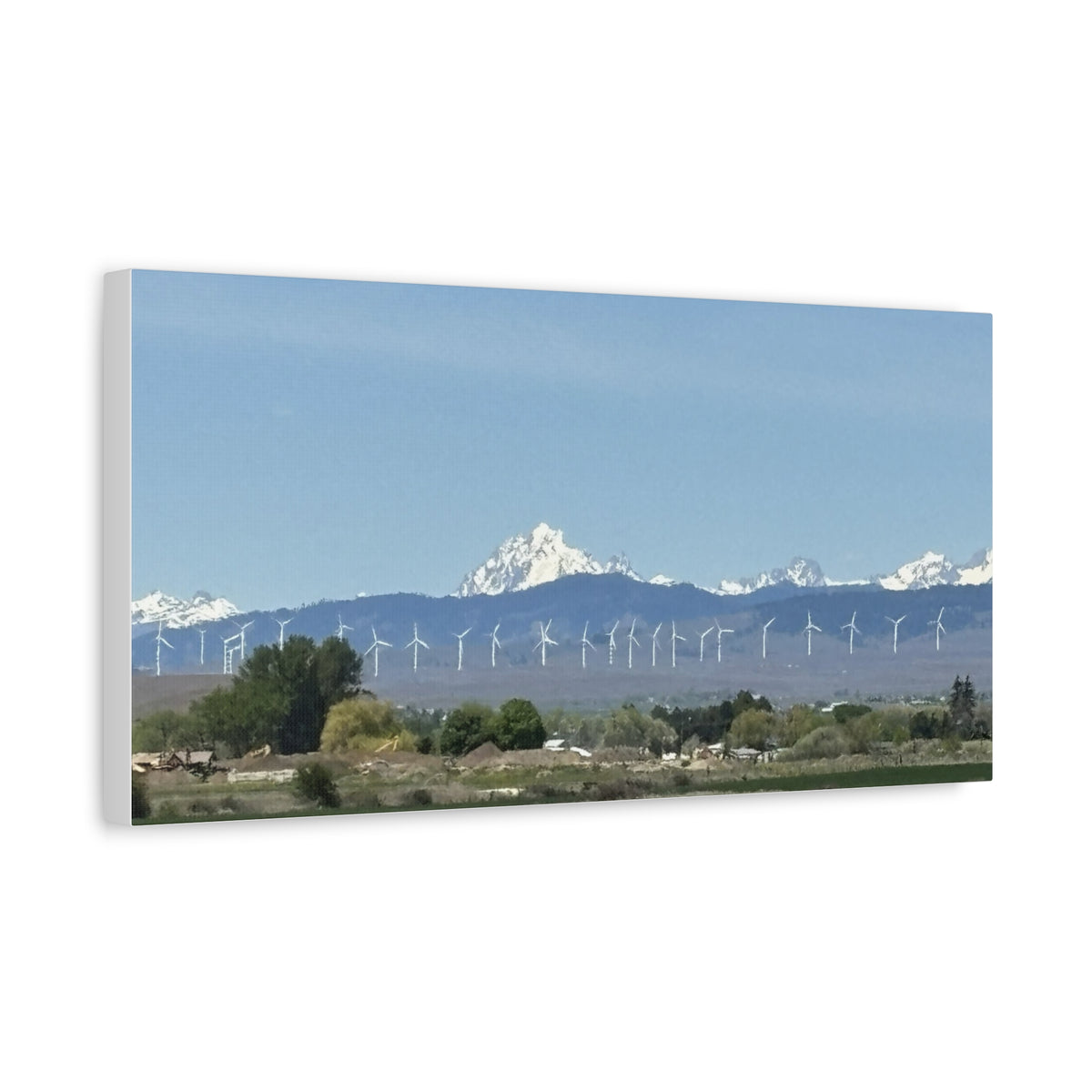 Mt Stuart Range with Windmill Landscape from Ellensburg Canvas Wall Art