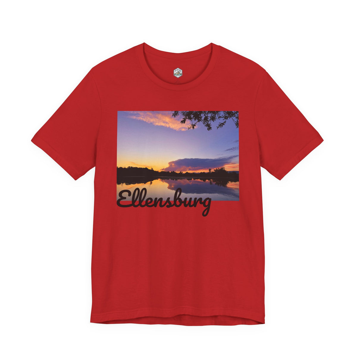 T-shirt paysage avec reflet du coucher de soleil sur le lac d’Ellensburg
