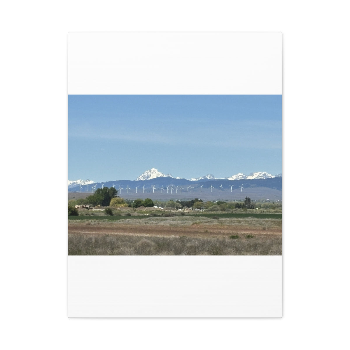 Décoration murale sur toile représentant la chaîne du mont Stuart et des éoliennes, vue depuis Ellensburg