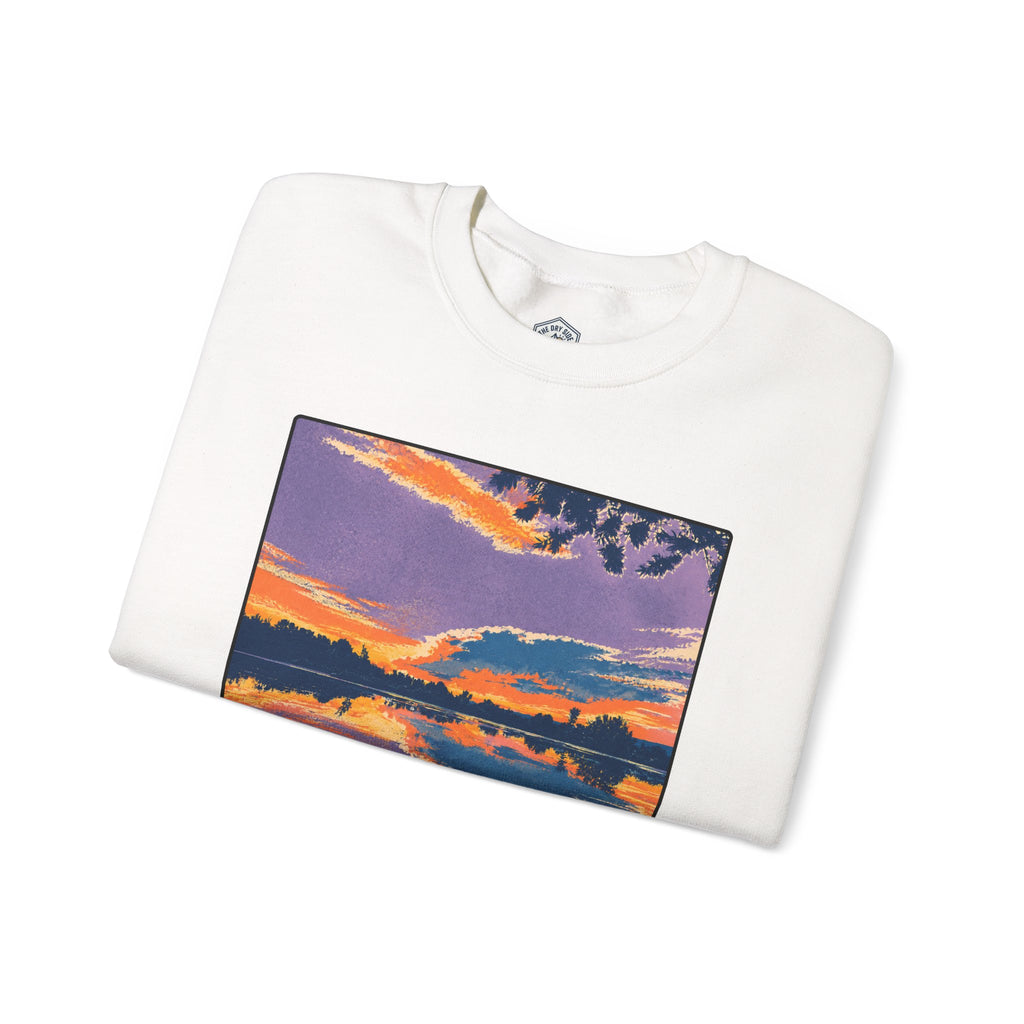 Retro Sunset Ellensburg Ringer Loop Crewneck Sweatshirt
