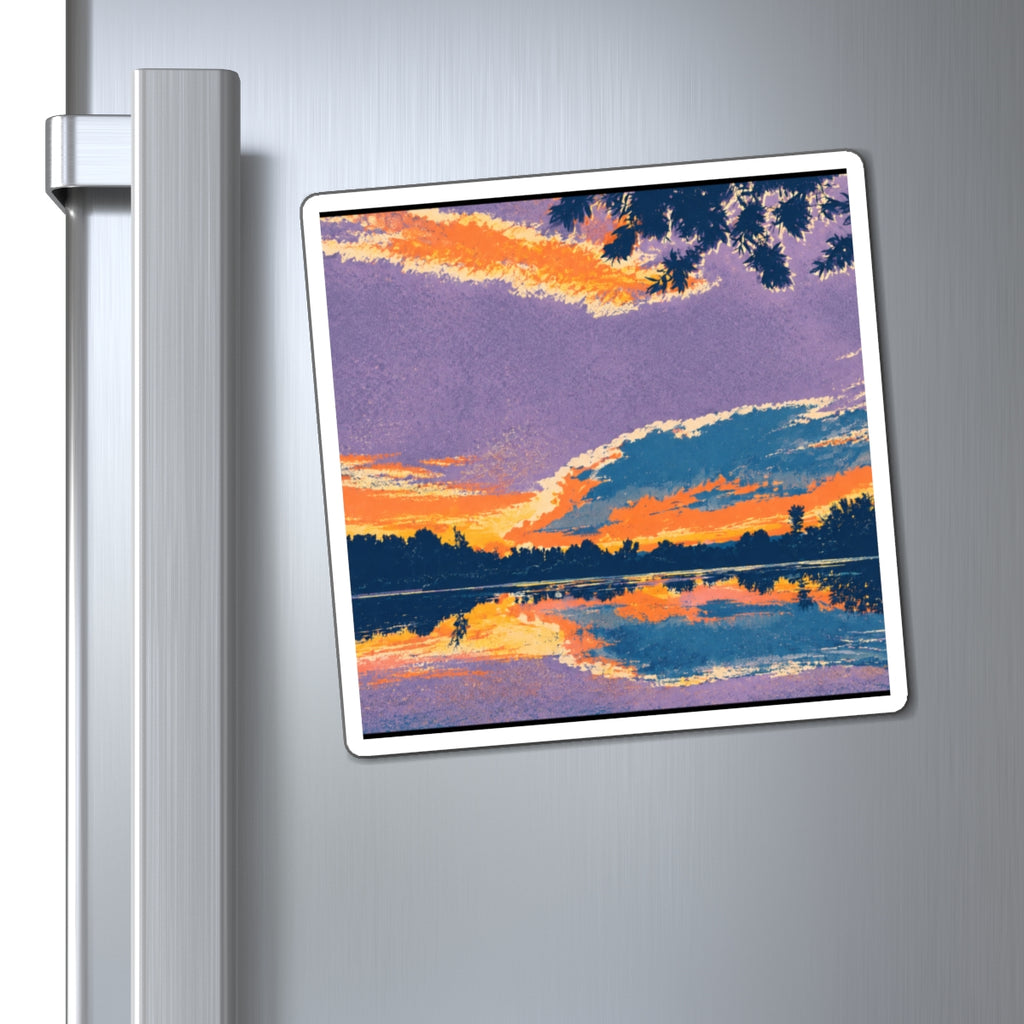 Retro Ellensburg Ringer Loop Sunset Lake Landscape Magnet