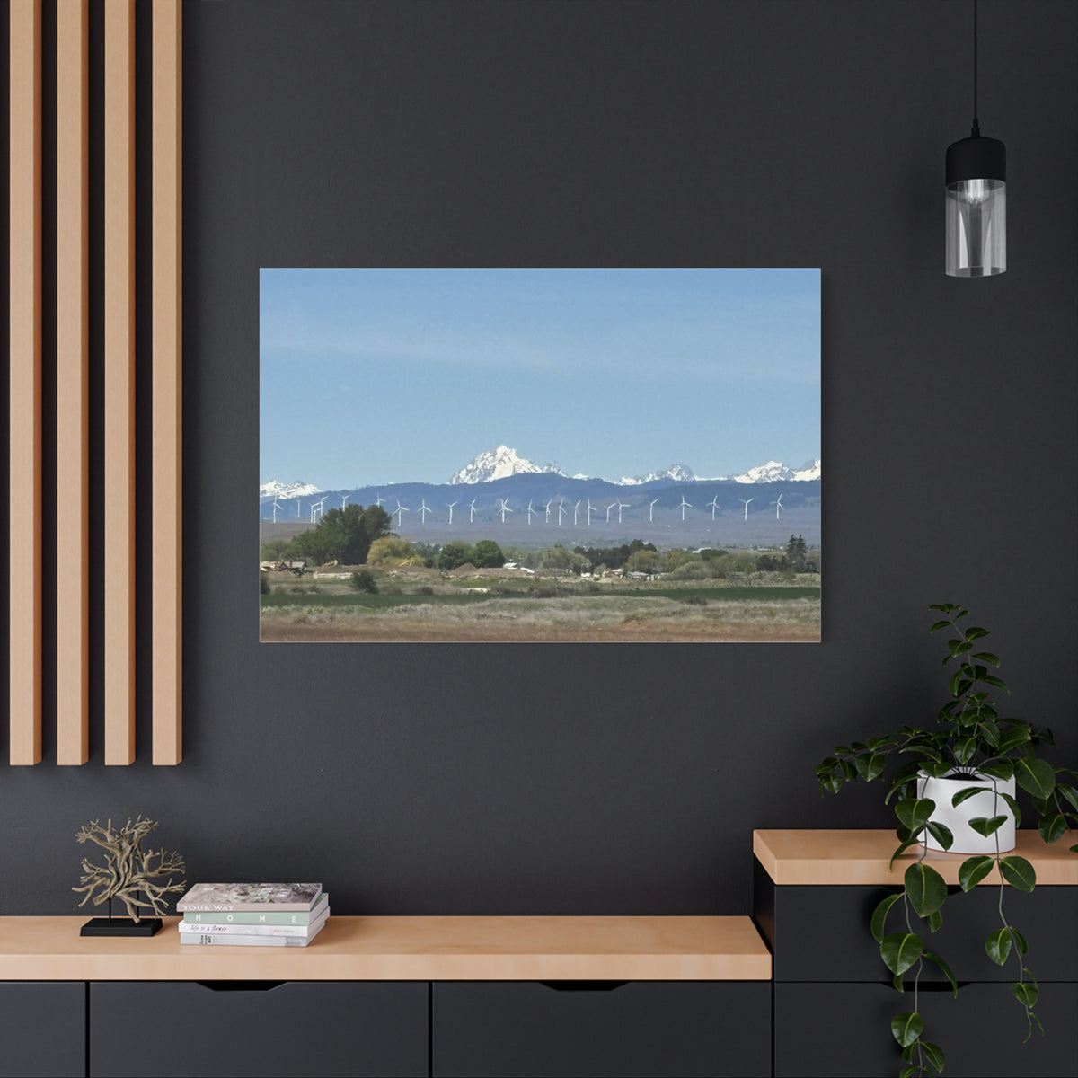 Mt Stuart Range with Windmill Landscape from Ellensburg Canvas Wall Art